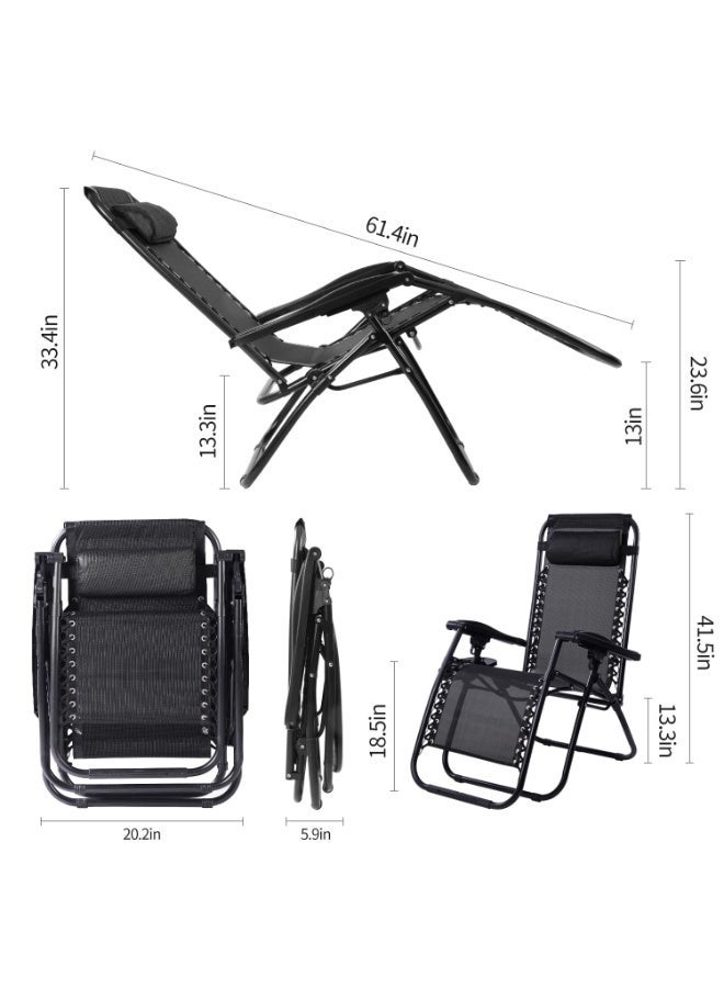 HUMJO Foldable Recline Chair Patio Folding Lounge Chair Zero Gravity Chair with Headrest, Dual Use Folding Bed Chair,Outdoor Garden Chair for Office Lunch Break Nap/Sunbathing/Beach/Terrace/Pool - Image 3